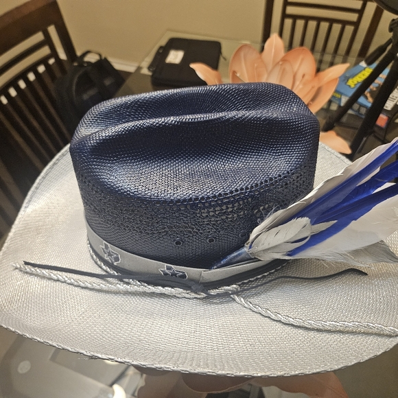Custom Dallas Cowboys Inspired Bailey Bangora 7 1/8 size real straw Cowboy Hat - Picture 8 of 8